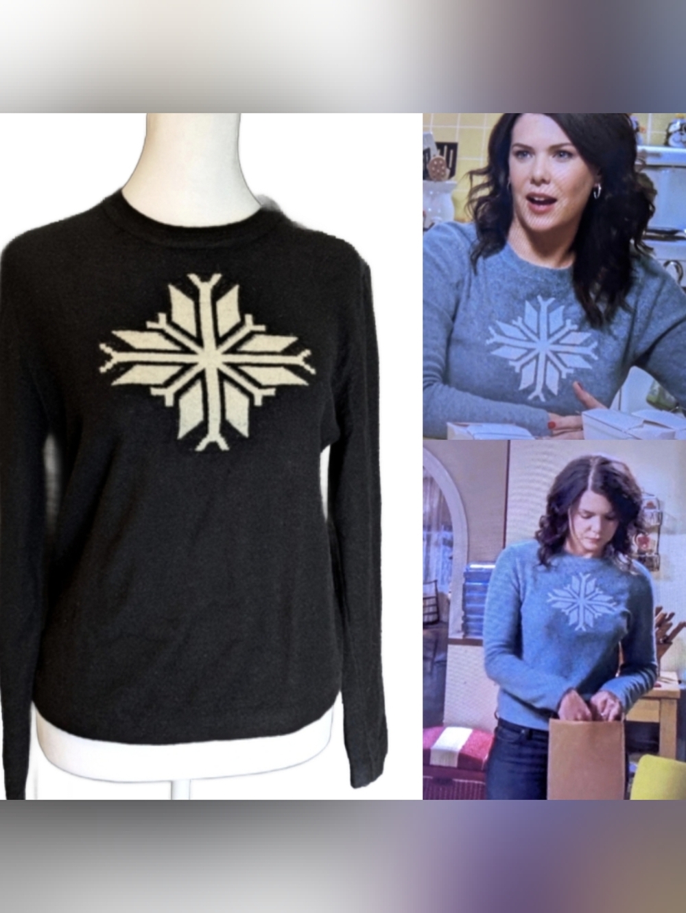Snowflake Sweater ASO Gilmore Girls Lorelai's Snowflake Sweater Top Vintage Y2K